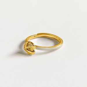 Fortune Cookie Ring (White) - Gold